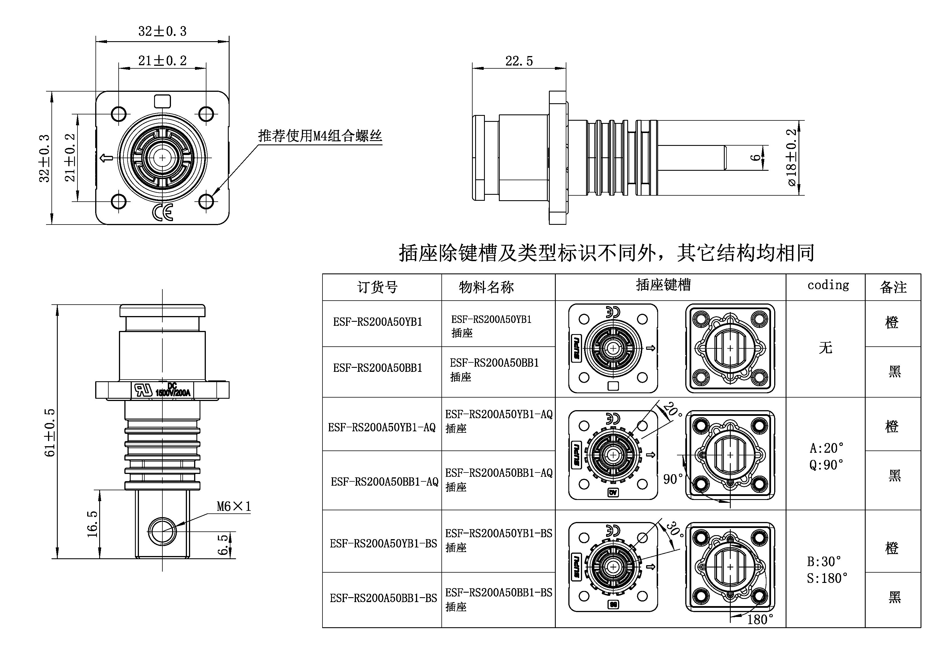 储能连接器ESF-RS200A50BB1-速普IP67新能源储能连接器